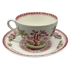 Indian tree w.r. midwinter England tea cup sauce red white  porcelain READ